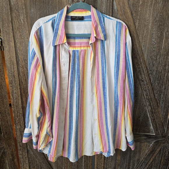 Lane Bryant Shirt Women's Size 18/20 Stripes Long Sleeve‎ No-Peek Collection - Picture 4 of 8